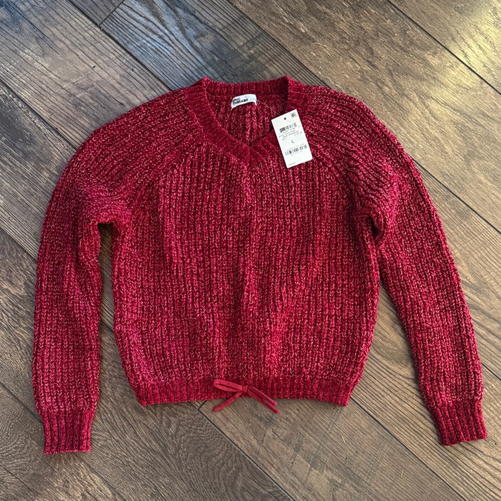 Epic Threads Girls Red V-Neck Sweater New With Tags